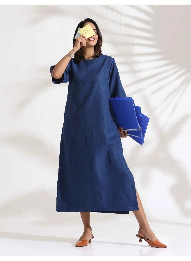 ترو برونز trueBrowns Blue Slub Dress