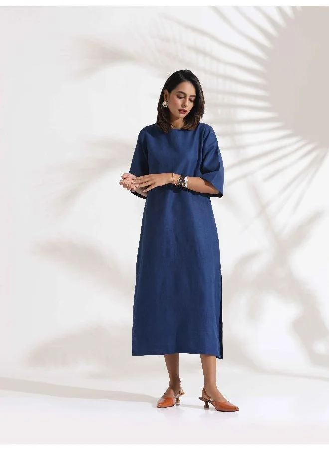 ترو برونز trueBrowns Blue Slub Dress