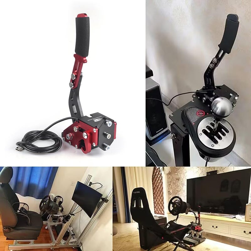 ZHSYMX USB Handbrake for 16Bit SIM PC Racing Games, Compatible with G27 G29 G920 G923 T500 T300 Simulate Linear Handbrake With Fixing Clipï¼ˆOnly PC Systemï¼‰ Red - Image 3