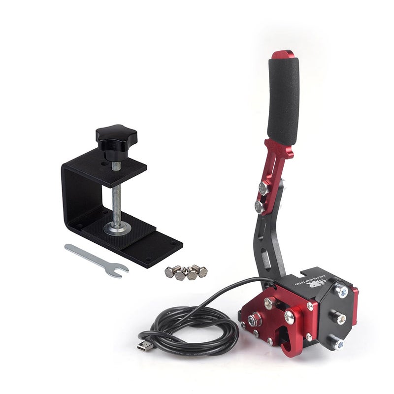 ZHSYMX USB Handbrake for 16Bit SIM PC Racing Games, Compatible with G27 G29 G920 G923 T500 T300 Simulate Linear Handbrake With Fixing Clipï¼ˆOnly PC Systemï¼‰ Red - Image 1