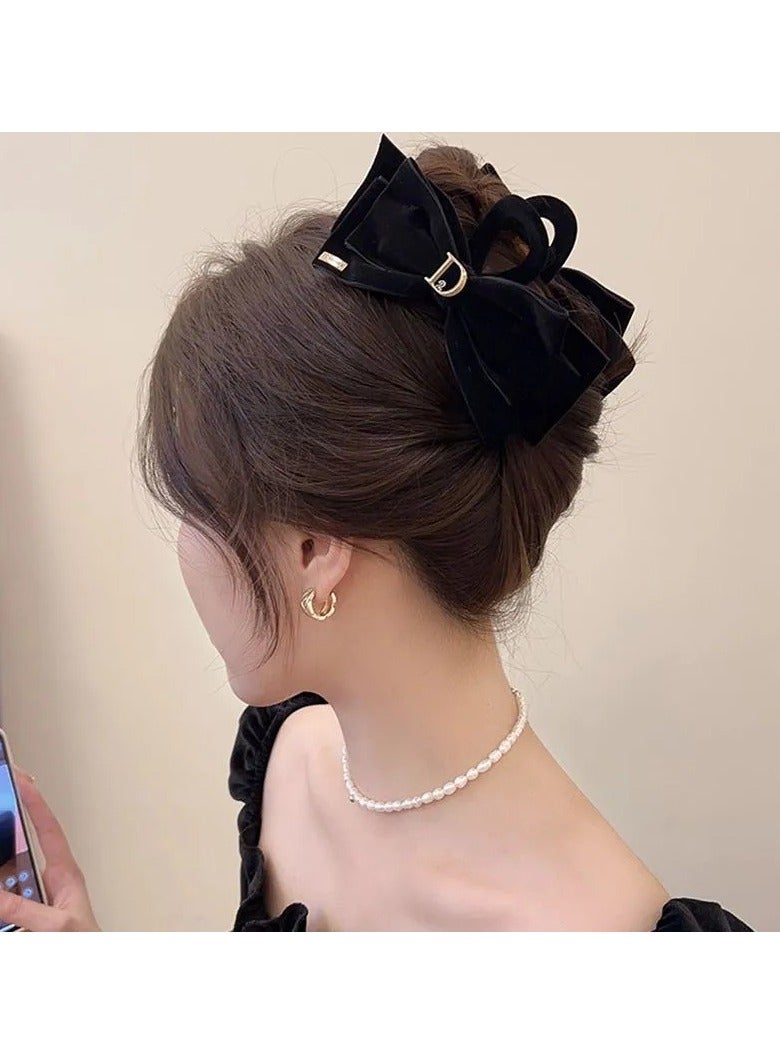 Goolsky 1pc Velvet Bow Hair Claw - Chic Vintage Ponytail Holder with Trendy Design - Perfect New Year Gift for Women's Headwear - Image 2