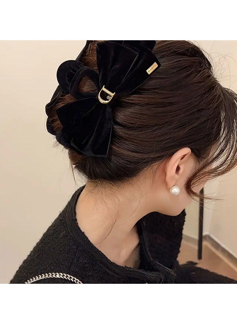 Goolsky 1pc Velvet Bow Hair Claw - Chic Vintage Ponytail Holder with Trendy Design - Perfect New Year Gift for Women's Headwear - Image 3
