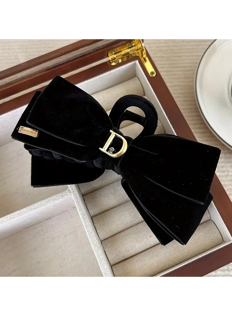 Goolsky 1pc Velvet Bow Hair Claw - Chic Vintage Ponytail Holder with Trendy Design - Perfect New Year Gift for Women's Headwear - Image 5