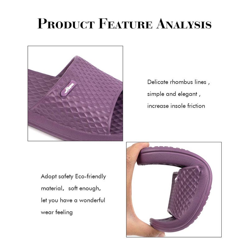 FUNKYMONKEY Womens Bathroom Shower Slippers Indoor Home Beach Non Slip Sandal (8 M US, Dk Purple) - Image 4