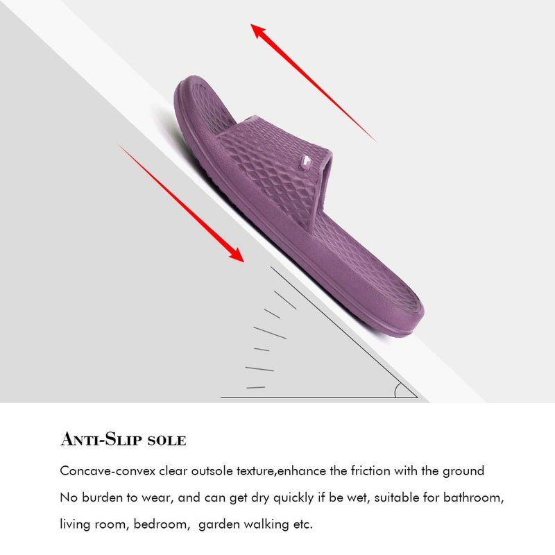 FUNKYMONKEY Womens Bathroom Shower Slippers Indoor Home Beach Non Slip Sandal (8 M US, Dk Purple) - Image 3