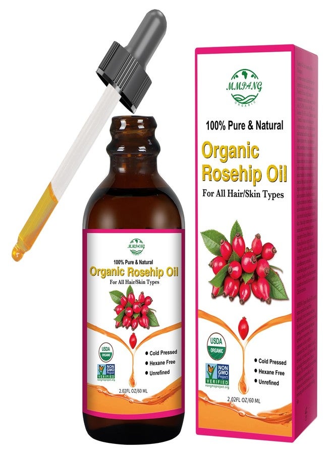 MMPANG Organic Rosehip Oil for Face & Skin – USDA Certified, Cold Pressed, Unrefined Rose Hip Seed Oil for Anti-Aging, Scars, Moisturizing, Hair, Nails & Gua Sha Massage, 2 fl oz (60 ml - Image 1
