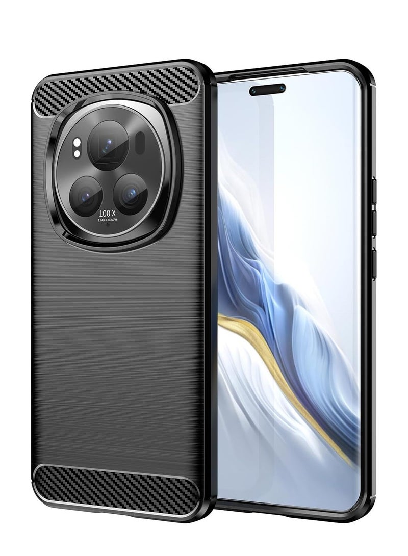 Wtech Honor Magic6 Pro 5G 2024 Silicone Brushed Texture Protective Case Cover - Black - Image 1