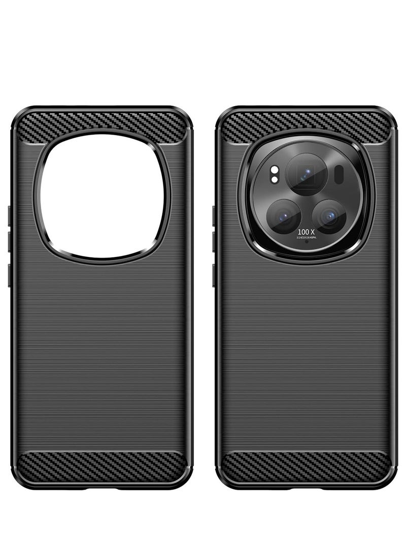 Wtech Honor Magic6 Pro 5G 2024 Silicone Brushed Texture Protective Case Cover - Black - Image 2