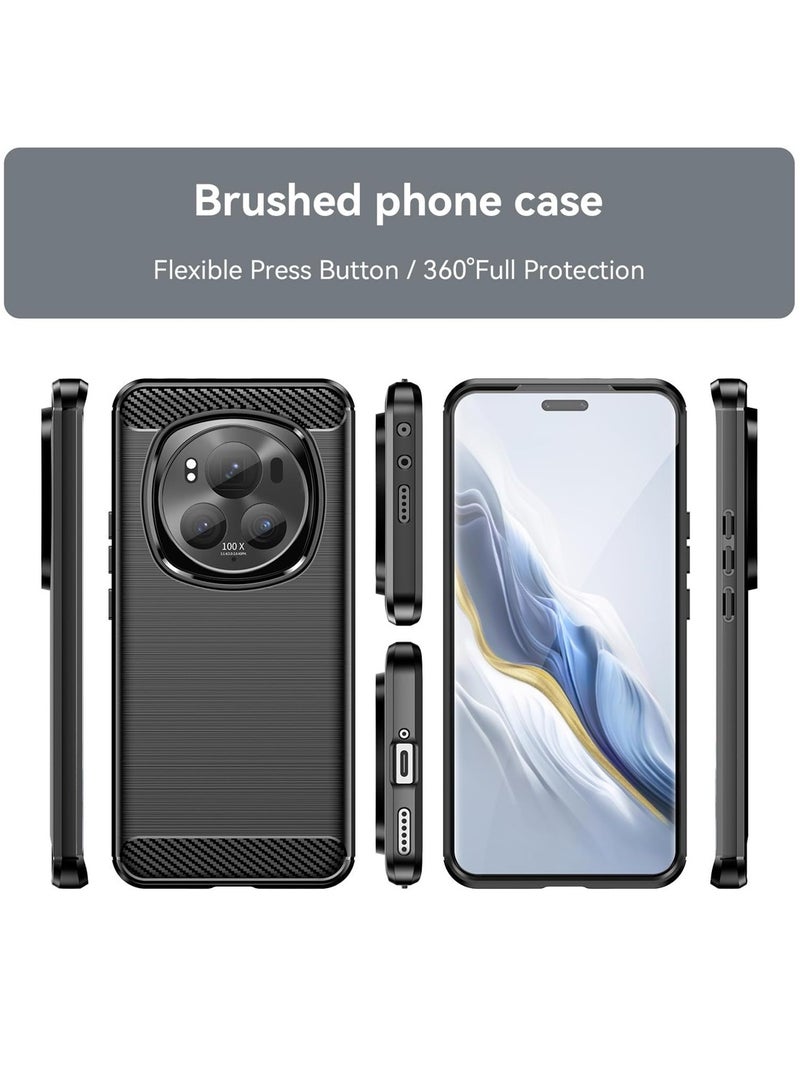 Wtech Honor Magic6 Pro 5G 2024 Silicone Brushed Texture Protective Case Cover - Black - Image 3