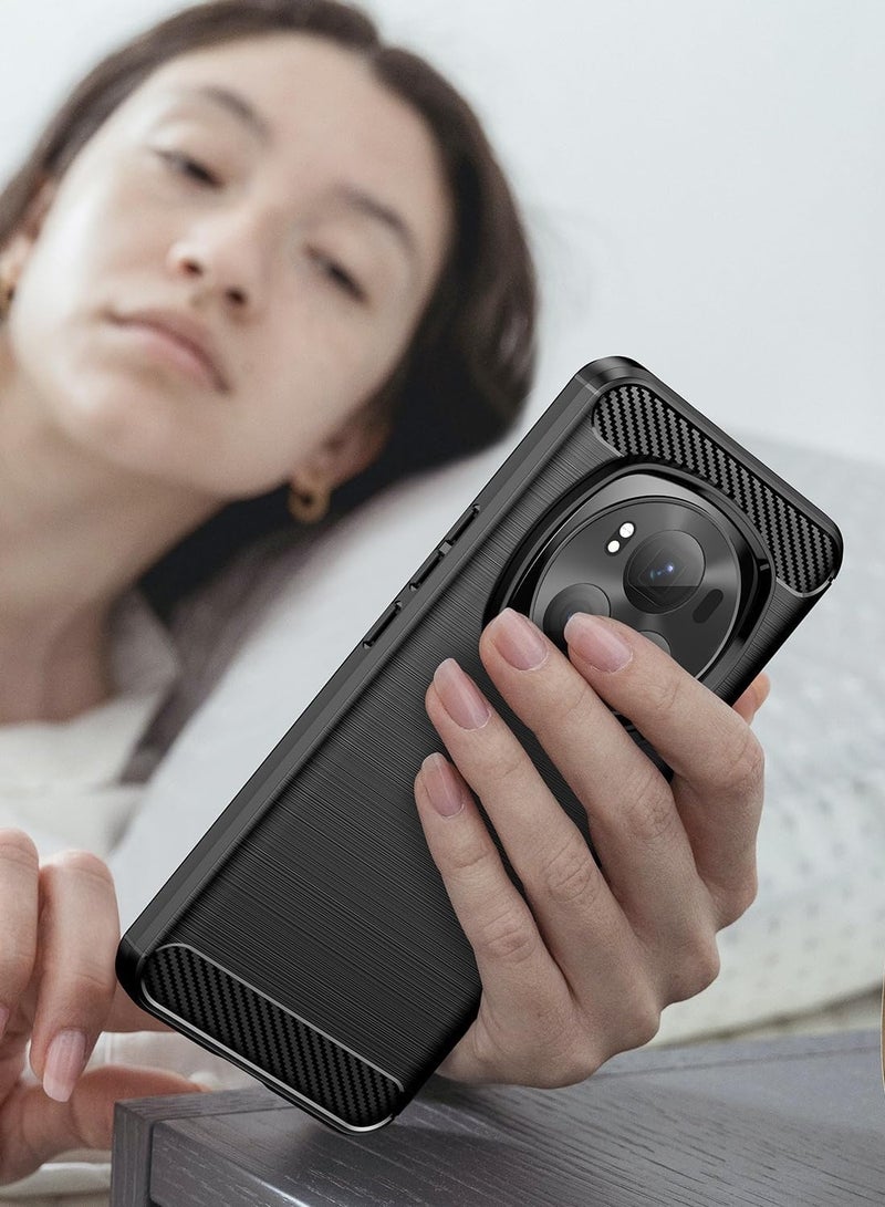 Wtech Honor Magic6 Pro 5G 2024 Silicone Brushed Texture Protective Case Cover - Black - Image 4