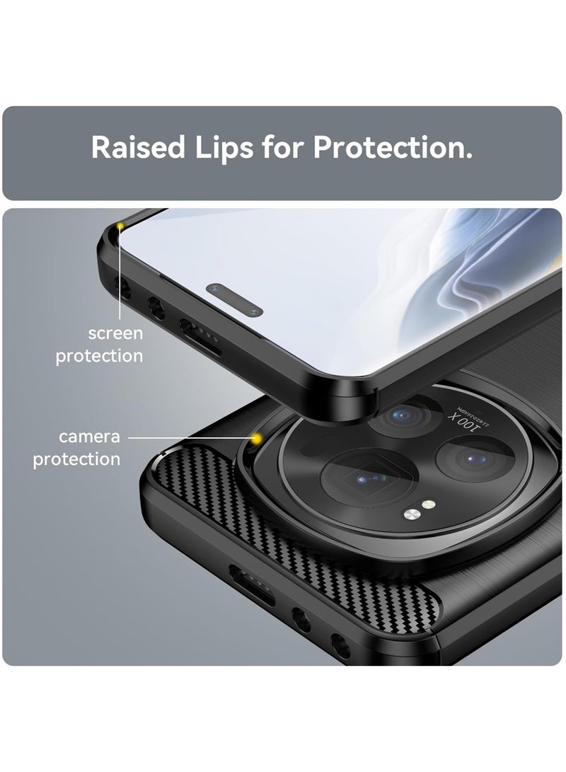 Wtech Honor Magic6 Pro 5G 2024 Silicone Brushed Texture Protective Case Cover - Black - Image 5