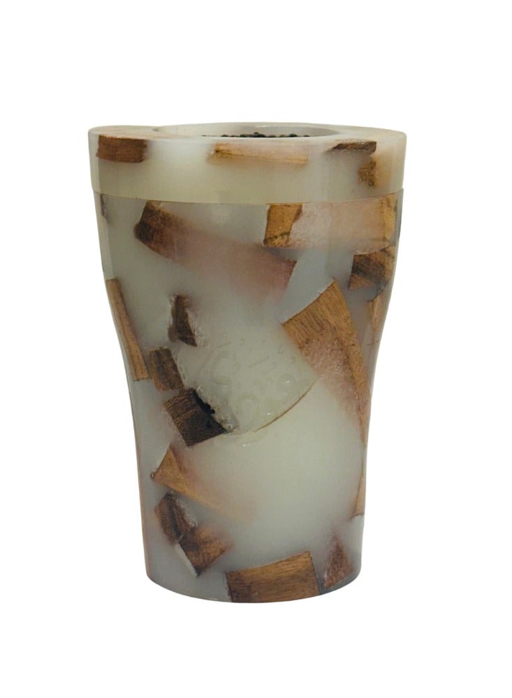 أودي مبخرة عود فاخرة من الخشب والراتنج بدون كهرباء – لون أبيض – حامل بخور محمول يدوي الصنع بتصميم أزرق أنيق للاستخدام في المنزل أو المكتب أو رمضان أو كهدية - Image 1