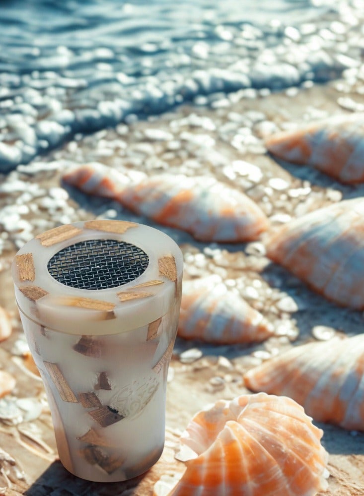 أودي مبخرة عود فاخرة من الخشب والراتنج بدون كهرباء – لون أبيض – حامل بخور محمول يدوي الصنع بتصميم أزرق أنيق للاستخدام في المنزل أو المكتب أو رمضان أو كهدية - Image 2