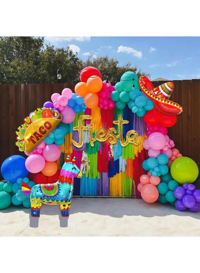 SNLN Fiesta Balloon Arch Kit Mexican Fiesta Party Decorations, Huge Custom Llama Taco Sombrero Letter Foil Balloons Rainbow Balloon Arch Kit Mexican Theme Birthday Party Decoration Cinco De Mayo Decor - Image 1