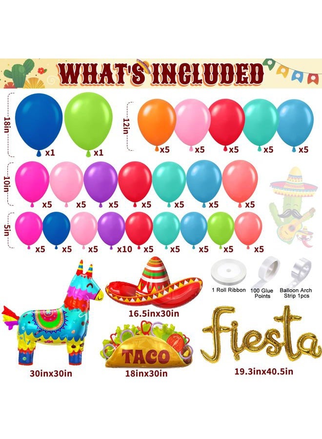 SNLN Fiesta Balloon Arch Kit Mexican Fiesta Party Decorations, Huge Custom Llama Taco Sombrero Letter Foil Balloons Rainbow Balloon Arch Kit Mexican Theme Birthday Party Decoration Cinco De Mayo Decor - Image 2