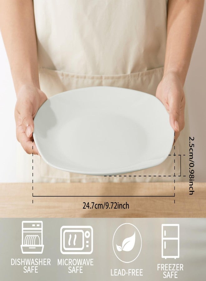 fMBB 10" Square Dinner Plates Set of 4, White Ceramic Plates for Dinner, Salad, Appetizer & Dessert, Microwave, Dishwasher Safe Dinnerware for Kitchen, Perfect for Party Wedding Birthday & Christmas Dishes - Image 3