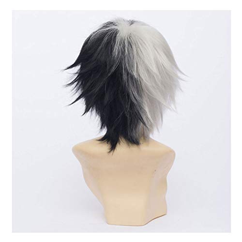 QACCF Black and White Short Layered Costume Mad Scientist Costume Realistic Wig (Whole Set) - Image 5