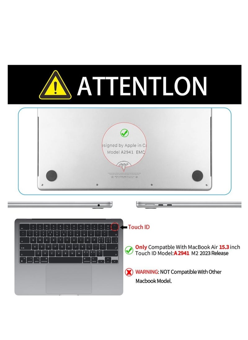 Generic 2 in 1 Hard Case Compatible with MacBook Air 15 inch 2023 M2 Chip A2941 and 2024 M3 Chip A3114 and 2025 M4 Chip A3241 ,Laptop Protective Hard Shell Case with Keyboard Cover Skin,Matte Black  - Image 3
