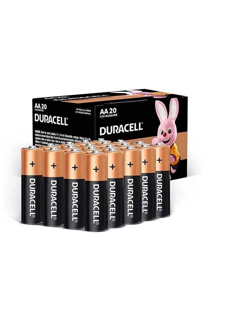 Duracell - Duracell-AA 1.5V Alkaline LR06 Battery-MN1500 Batteries Long Lasting Power-Pack Of 20-10 Years Shelf Life - Image 1