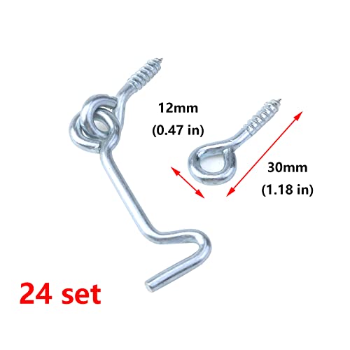 Antrader 24-Pack 2 Inch Zinc Plated Steel Hook & Eye Wood Gates Window Screen Gate Door Latch - Image 2