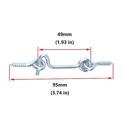 Antrader 24-Pack 2 Inch Zinc Plated Steel Hook & Eye Wood Gates Window Screen Gate Door Latch - Image 3