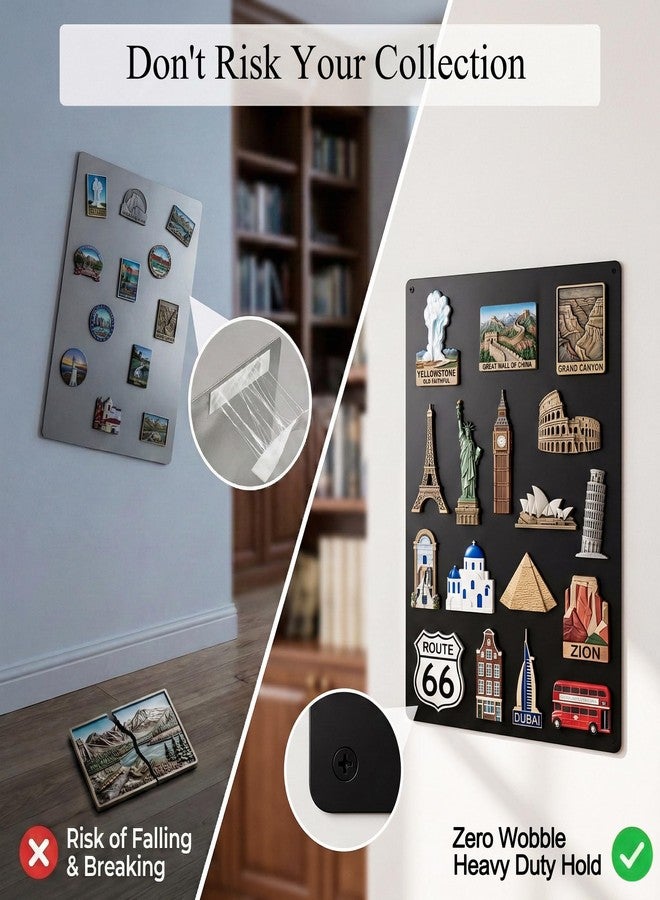 LYZZXI Magnetic Board for Wall 23.6" x 15.7" : Black Metal Display Board for Travel Souvenir Magnets & Art Collections | Heavy-Duty Metal Panel for Hobbyists with Screw Mount Hardware - Image 4