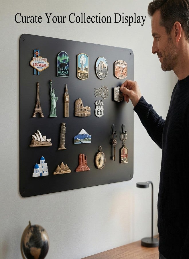 LYZZXI Magnetic Board for Wall 23.6" x 15.7" : Black Metal Display Board for Travel Souvenir Magnets & Art Collections | Heavy-Duty Metal Panel for Hobbyists with Screw Mount Hardware - Image 2
