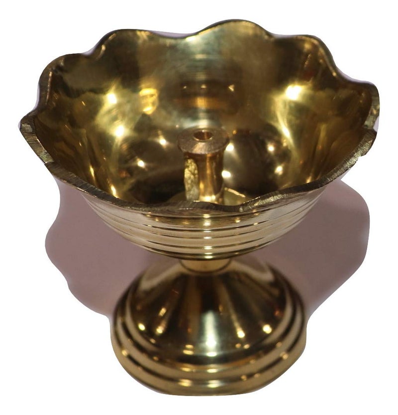 advancedestore Brass Diwali Diya Akhand Diya Nandadeep Oil lampPital Jyot DivaPooja DeepakTable Dia Unique Design Home Decorative Oil Lamp for Puja Office Decor Diwali Diya 3 INCH - Image 1