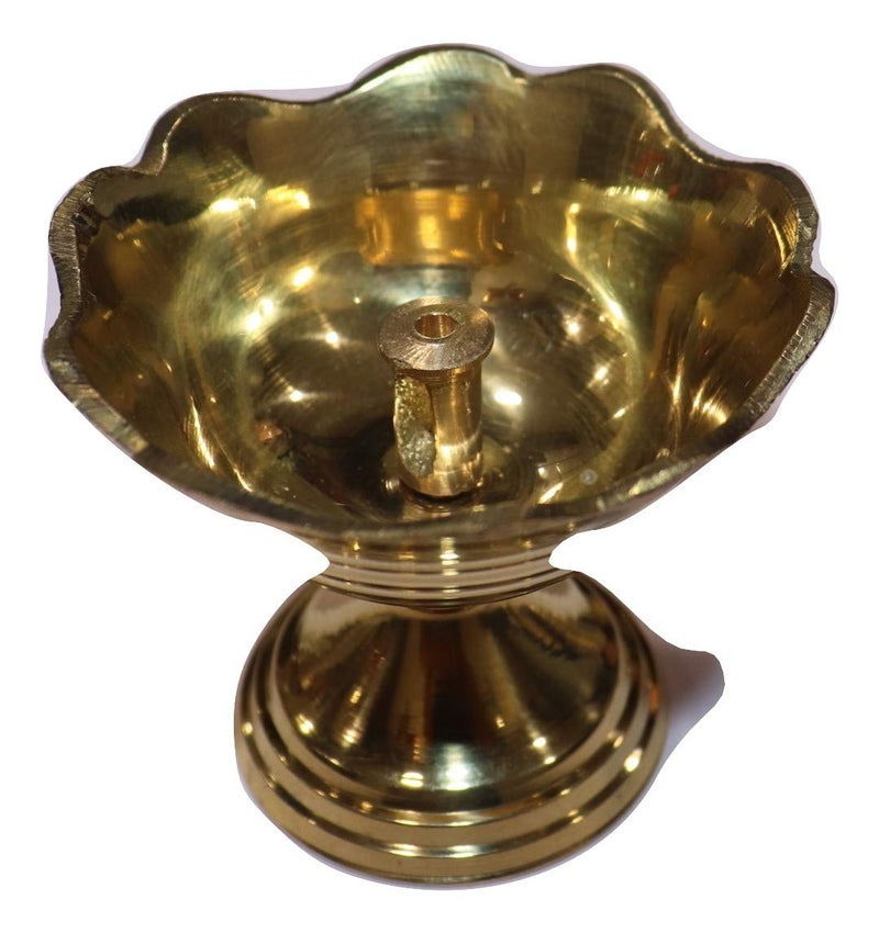 advancedestore Brass Diwali Diya Akhand Diya Nandadeep Oil lampPital Jyot DivaPooja DeepakTable Dia Unique Design Home Decorative Oil Lamp for Puja Office Decor Diwali Diya 3 INCH - Image 2