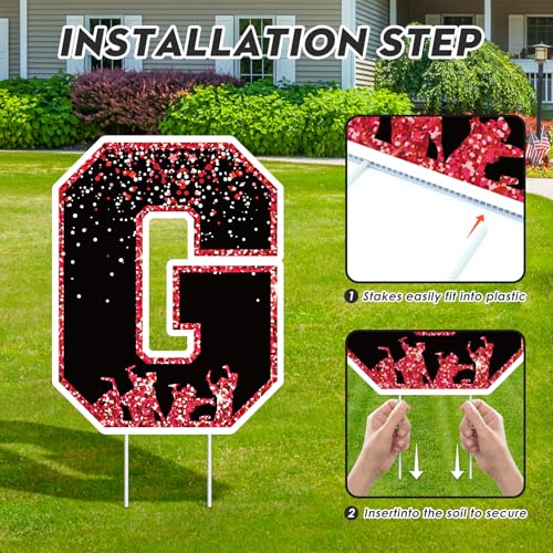 KLYRO 2026 Graduation Decorations Yard Signs – 10PCS Red Congrats Grad Lawn Decorations with Stakes, Graduation Party Supplies, Large Outdoor Graduation Party Decor for High School & College - Image 3