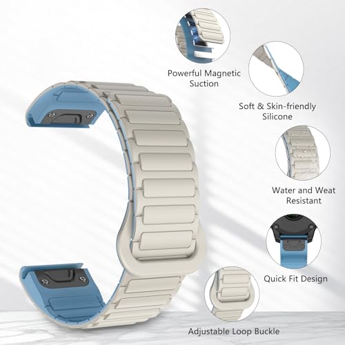 MYSNBKN Watch Bands Compatible with Garmin Fenix 8 47mm / Fenix 7 / Fenix 6, 22mm Double Sided Silicone Magnetic Watch Band Soft Sport Strap for Garmin Fenix 7 Pro/Fenix 6 Pro/Fenix 5 Plus Smart Watch - Image 3