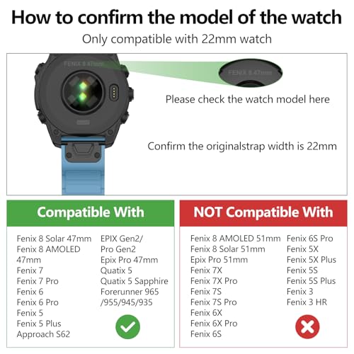MYSNBKN Watch Bands Compatible with Garmin Fenix 8 47mm / Fenix 7 / Fenix 6, 22mm Double Sided Silicone Magnetic Watch Band Soft Sport Strap for Garmin Fenix 7 Pro/Fenix 6 Pro/Fenix 5 Plus Smart Watch - Image 4