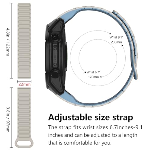 MYSNBKN Watch Bands Compatible with Garmin Fenix 8 47mm / Fenix 7 / Fenix 6, 22mm Double Sided Silicone Magnetic Watch Band Soft Sport Strap for Garmin Fenix 7 Pro/Fenix 6 Pro/Fenix 5 Plus Smart Watch - Image 5