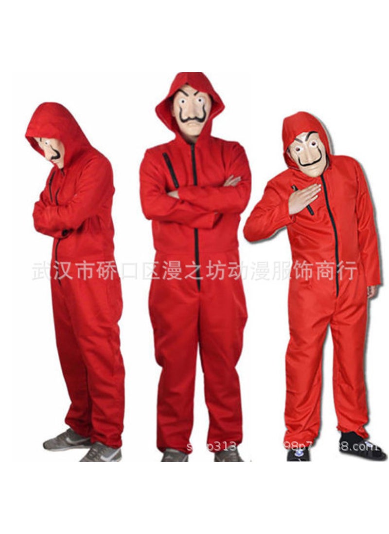 Generic Red Dalí-inspired Halloween Cosplay Costume One-piece Jumpsuit Clown Mask Season 1 Clothes 
