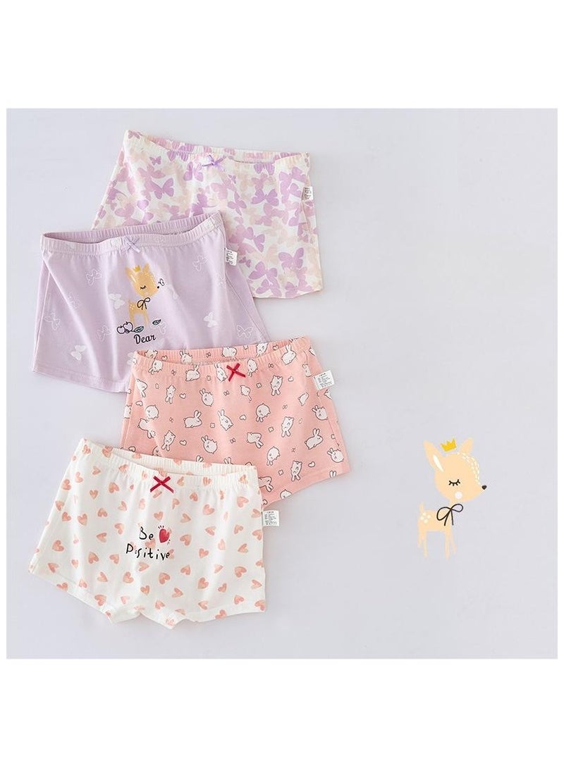 Fashionable Little Girl Cute Style Printed Four Boxer Briefs Suitable For Ages 3-10 - Image 1