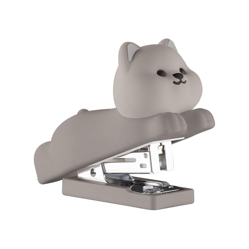 Honagu Mini Cute Animal Stapler with Staples, Cartoon Stereoscopic Silicone (PVC) Stapler for Kids, Labor-Saving Office Supplies for Students, Teachers, 1st Day of School Gifts for Kids(Gray Puppy) - Image 1