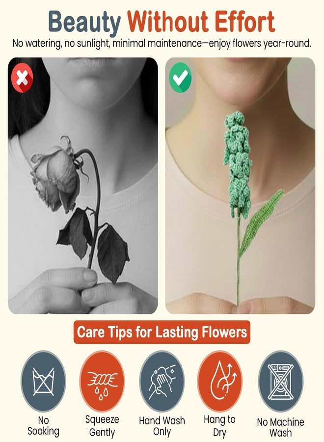 Happy Threads| Heavenly Hyacinths, (Sea Green) Eco-Friendly Handcrafted Single Stem Crocheted Flowers - Child-Safe, Lead-Free, Sustainable Decor & Gift Solution - Image 4