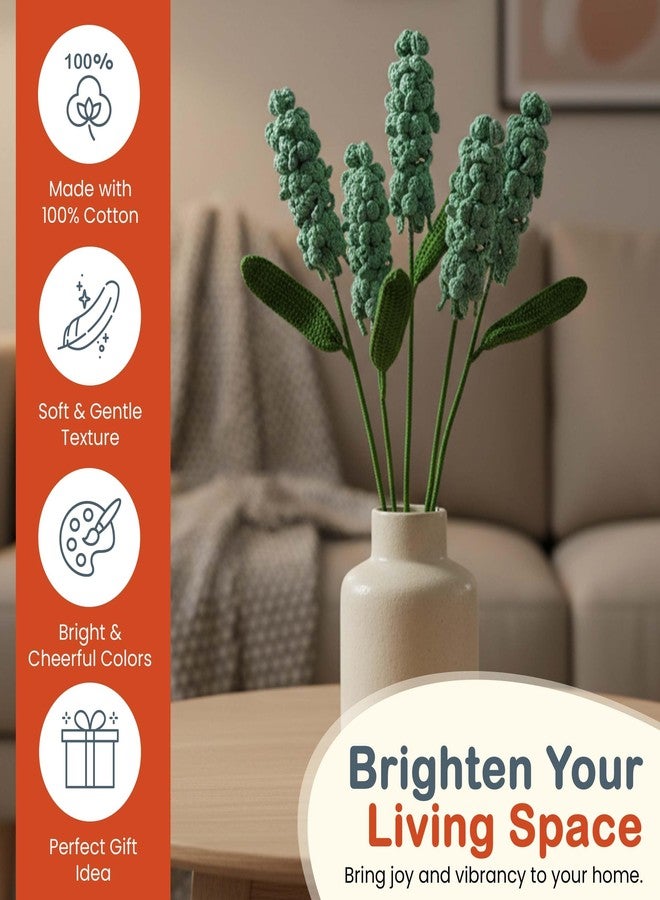 Happy Threads| Heavenly Hyacinths, (Sea Green) Eco-Friendly Handcrafted Single Stem Crocheted Flowers - Child-Safe, Lead-Free, Sustainable Decor & Gift Solution - Image 3