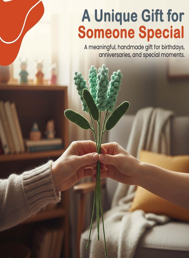 Happy Threads| Heavenly Hyacinths, (Sea Green) Eco-Friendly Handcrafted Single Stem Crocheted Flowers - Child-Safe, Lead-Free, Sustainable Decor & Gift Solution - Image 5
