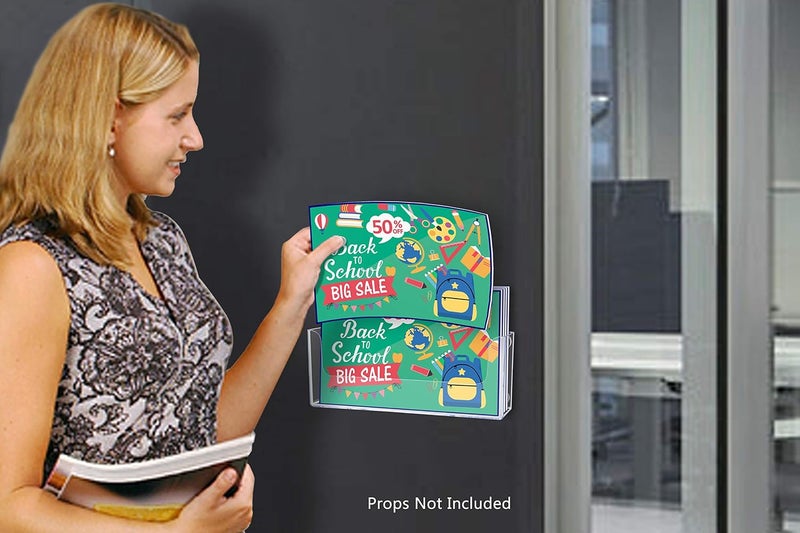 Marketing Holders Magnetic Brochure Holder Horizontal Bifold Display for 8.5 Inch Wide Envelopes or Advertisements Metal Mount Clear Acrylic Literature Caddy for Retail Stores and Offices - Image 2