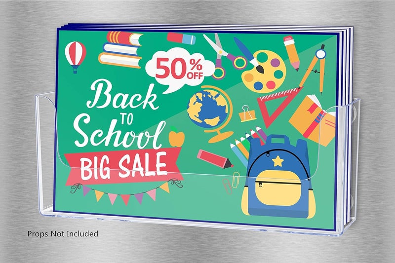 Marketing Holders Magnetic Brochure Holder Horizontal Bifold Display for 8.5 Inch Wide Envelopes or Advertisements Metal Mount Clear Acrylic Literature Caddy for Retail Stores and Offices - Image 4