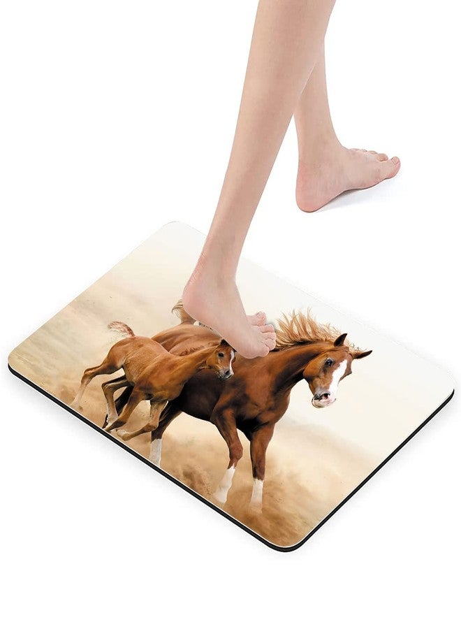 SXCHEN Bathroom Rug,Absorbent Non-Slip Indoor Rugs for Bathtub and Shower Floor,Rubber Backing Print Bath Mat,16" x 24",Running Chestnut Color Wild Horses Galloping Animal Theme - Image 2