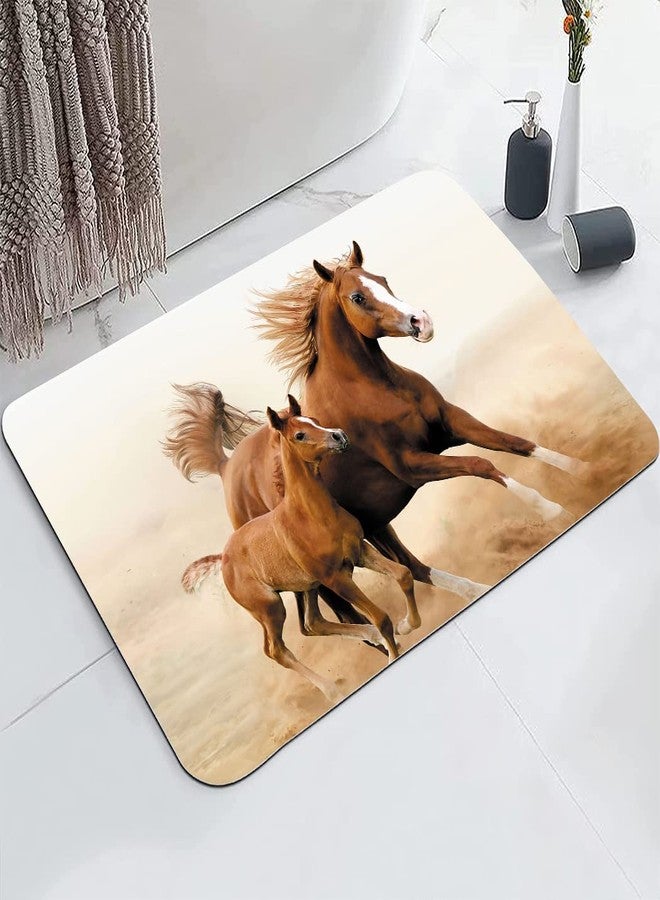 SXCHEN Bathroom Rug,Absorbent Non-Slip Indoor Rugs for Bathtub and Shower Floor,Rubber Backing Print Bath Mat,16" x 24",Running Chestnut Color Wild Horses Galloping Animal Theme - Image 3