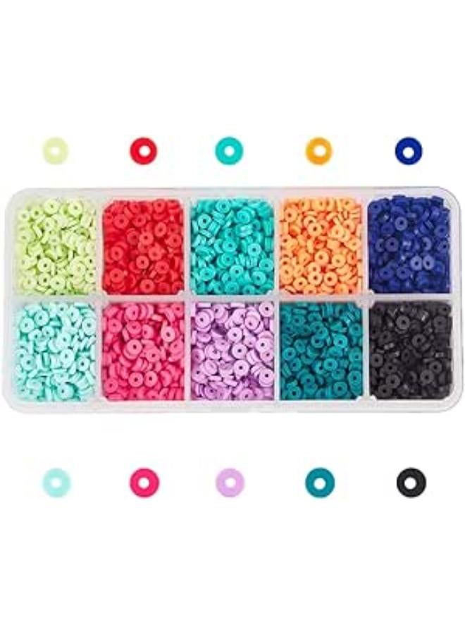 GrabMantra 5000 mini Clay,4mm Flat Beads , Flat Round Polymer, for Bracelets Necklace Earring DIY Craft , for small and young girls(Clay Polymer Beads) 