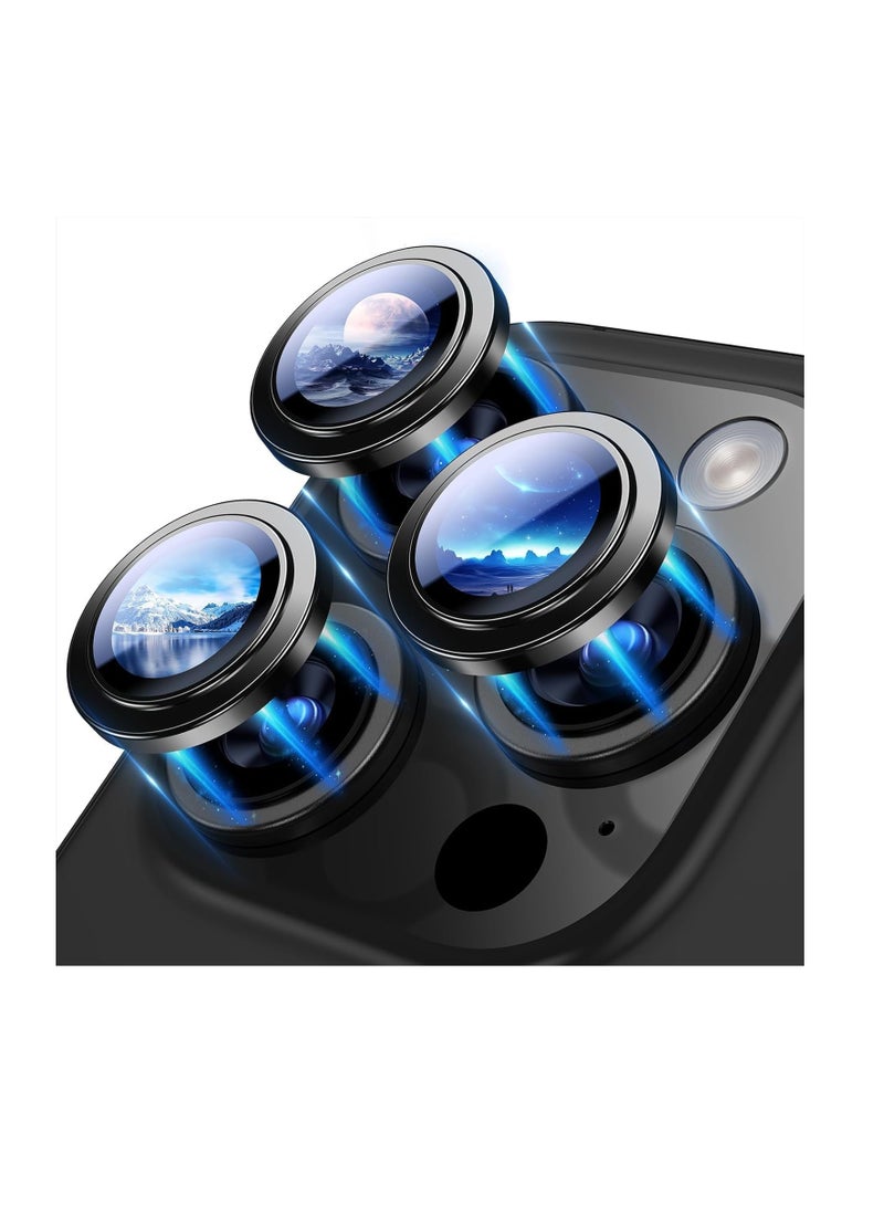 Tempered Glass Screen Camera Lens Protector for Apple iPhone 15 Pro Max/iPhone 15 Pro (Black)  - Image 2