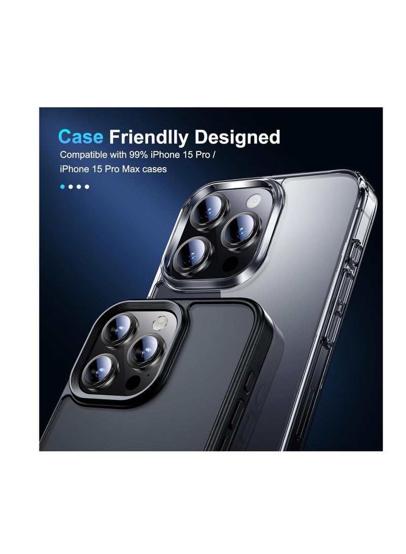 Tempered Glass Screen Camera Lens Protector for Apple iPhone 15 Pro Max/iPhone 15 Pro (Black)  - Image 5
