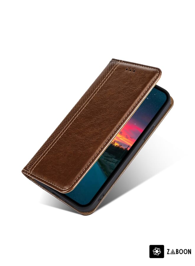 Zaboon Protective Case For OPPO Reno4 Pro 4G India Skin Feel Crocodile Texture Magnetic Clasp PU Leather - Image 3