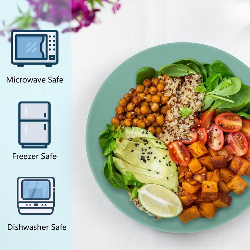 Homienly Flat Dinner Plates Set of 8 Alternative for Plastic Plates Microwave and Dishwasher Safe Wheat Straw Plates for Kitchen Unbreakable Kids PlatesGreen9 inch - Image 4