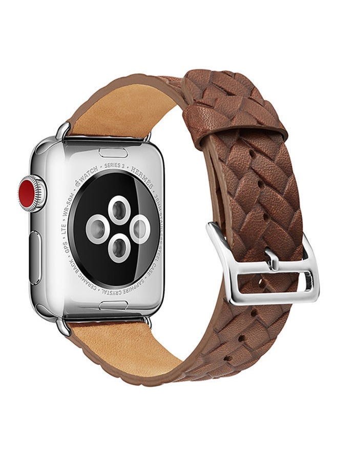 NIBEMINENT - Replacement Band For Apple Watch Series 1/2/3 38mm Dark Brown - Image 1