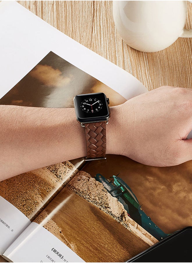 NIBEMINENT - Replacement Band For Apple Watch Series 1/2/3 38mm Dark Brown - Image 1